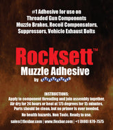Application of Rocksett Muzzle Adhesive on muzzle brake or suppressor assembly